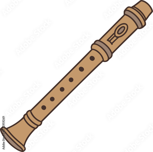 wooden flute isolated on white