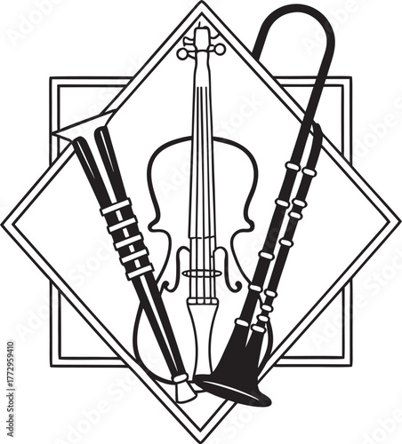 Hand drawn musical instruments