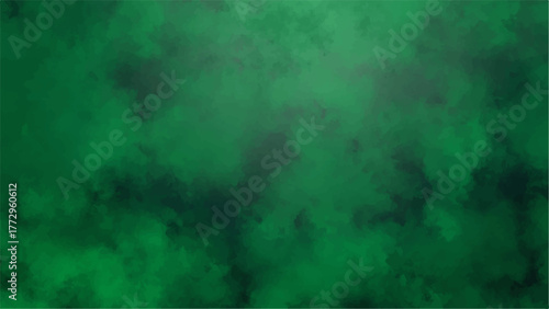 Abstract dark green textured with a cloudy, smoky gradient effect. Soft, diffused tones blending seamlessly from deep emerald to muted forest green. Watercolor or mist, giving a moody, mysterious.