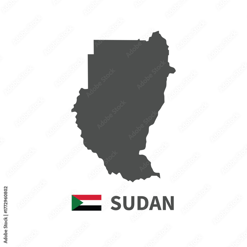 Obraz premium Sudan map flag illustration on white background