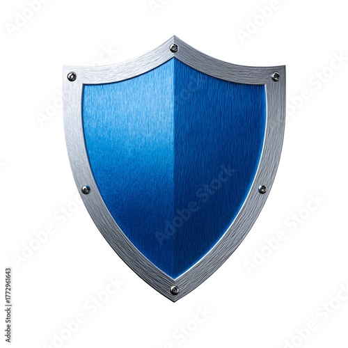Ornate medieval blue shield with silver trim