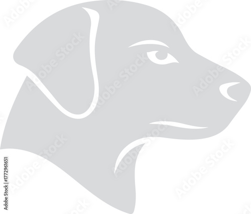 Stylized gray dog head profile on white background, Canine pet vector graphic design