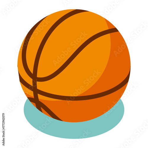 Colorful vector illustration of a basketball with a shadow, perfect for sports design projects and icons