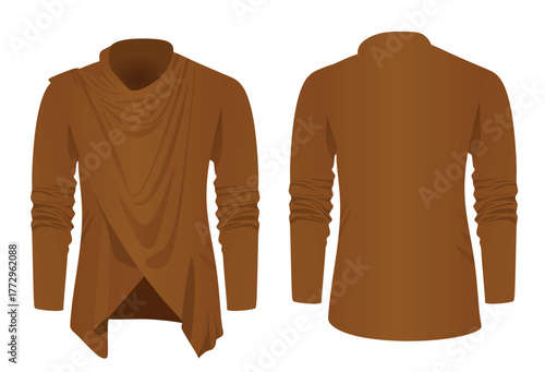 Brown overlap cardigan. vector illustration	
