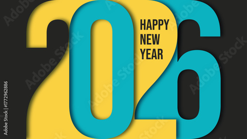 Unique and creative 2026 in paper cut style. New Year's Eve celebration greeting card banner