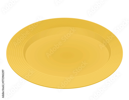 Yellow plastic plate. vector illustration	