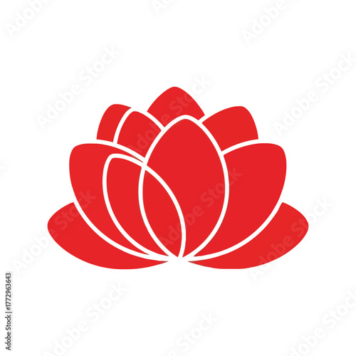 Red lotus flower icon vector illustration   symbol of purity and enlightenment Vector, illustration