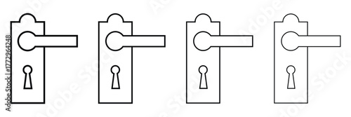 Modern Door Knob and Handle Icon Set – Minimalist Lock and Doorknob Silhouette Vector Collection