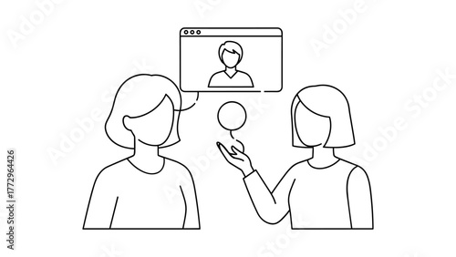 Two women having online video call