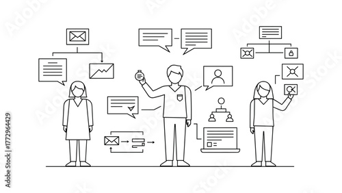 Team members communicating and sharing ideas