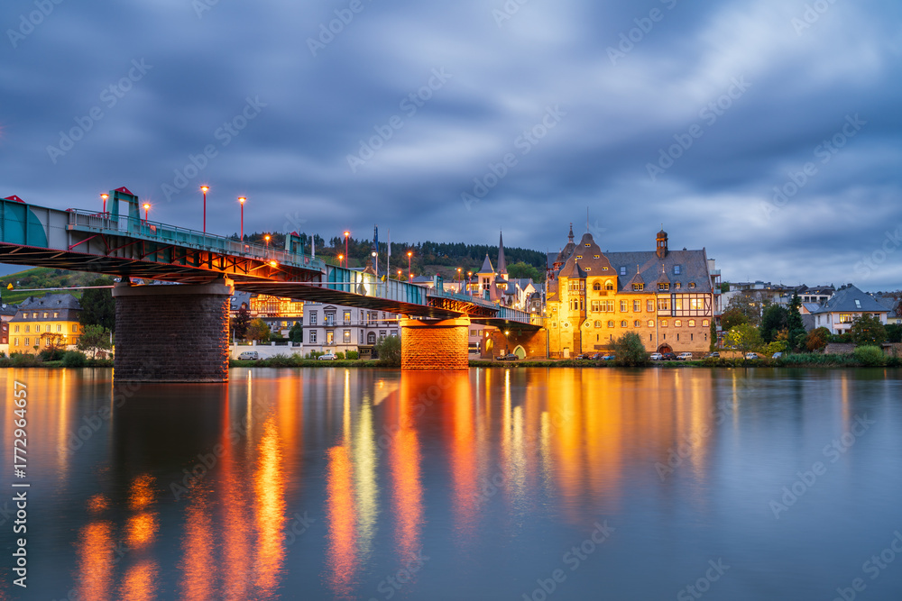 Obraz premium Traben-Trarbach town near the Mosel river, Germany