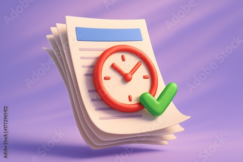 Stack of documents with a clock and checkmark, symbolizing deadlines