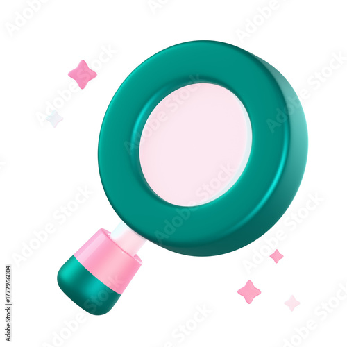 Cute 3D Icon Green magnifying glass illustration