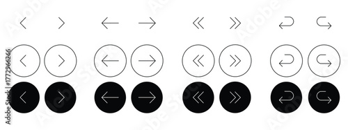 Arrow icons black and white vector. left and right buttons symbol. vector illustration.