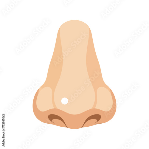 Stylized illustration of a human nose with a small white dot, representing a blemish or mole Vector, illustration