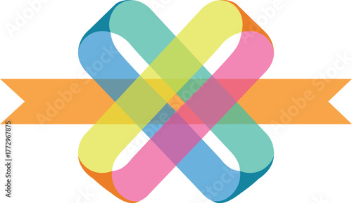 Abstract Intertwined Ribbon Logo Reveal Animation - Colorful Transparent Overlay Graphic