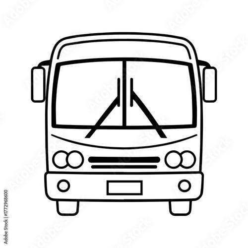 black outline drawing of a bus