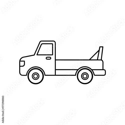Outlined tow truck image on transparent background