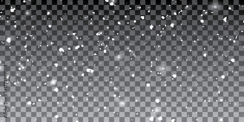Element for winter design or overlay. Real snow over black background with a shallow depth of field. Vector