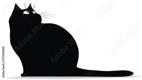 Charming Black Cat on Clean White Background Vector Design