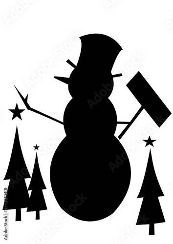 snowman with broom