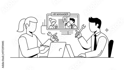Online meeting about hr manager, repair concept