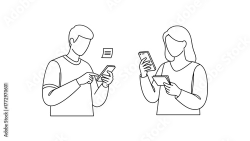 Man and woman using smartphone for messaging