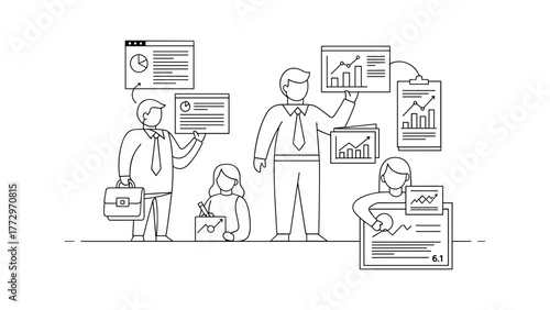 Team of business people working with data