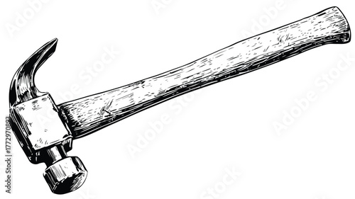 Black Hammer Illustration Art Vector with Outline Isolated