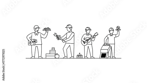 Construction worker with tools