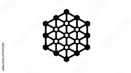Cube Network Line Icon Blockchain Vector Illustration