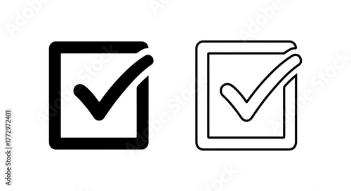 Two checkmarks in boxes one solid and one outline