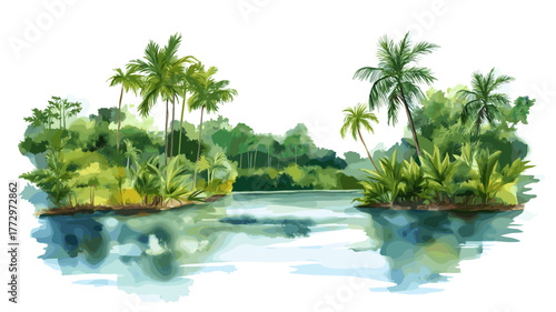 Peperpot Nature Park. Peperpot Nature Park hand drawn watercolor illustration