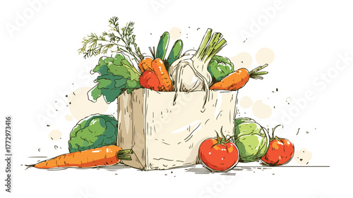 Fresh Vegetables in Paper Shopping Bag for Keto Diet Recipe Promotion