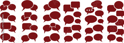 Speech bubbles icon set, conversation cloud shapes, message dialog illustration