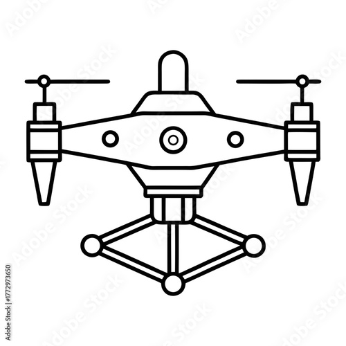 White quadcopter drone silhouette isolated on transparent background