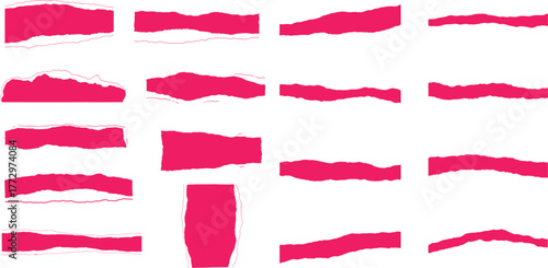 Various ripped paper shapes set, collage style with rough edges for background design