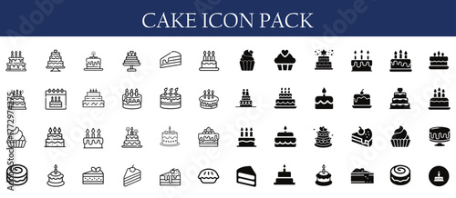Cake Icon and cake line and fill icon pack