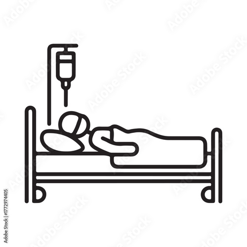 Patient lying in hospital bed with iv drip