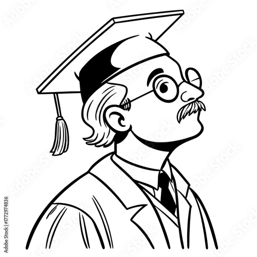 mustachioed professor