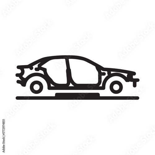 Simple outline drawing of a sedan car on a white background
