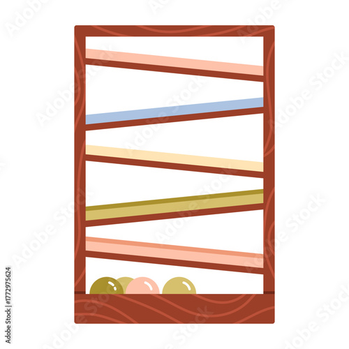 Ball tracker. Educational toy for toddlers to develop motor skills, coordination, and logical thinking. Vector illustration in cartoon style. Isolated background
