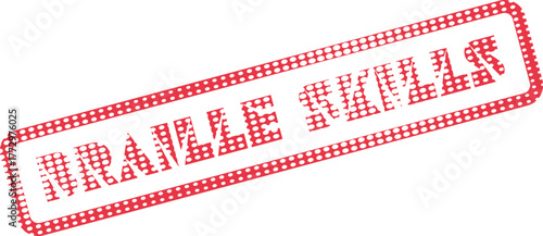 Red Braille Skills stamp highlighting crucial abilities and proficiencies essential for visually impaired individuals