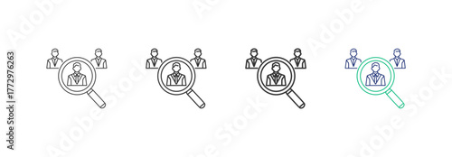 Recruitment icon set collection, illustration, design, business, graphic icons with different thickness and color line styles, Editable strokes. with white background