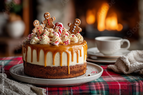 Festive gingerbread drip cake