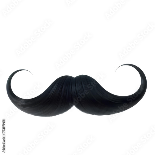 Photo of black mustache isolated on transparent background