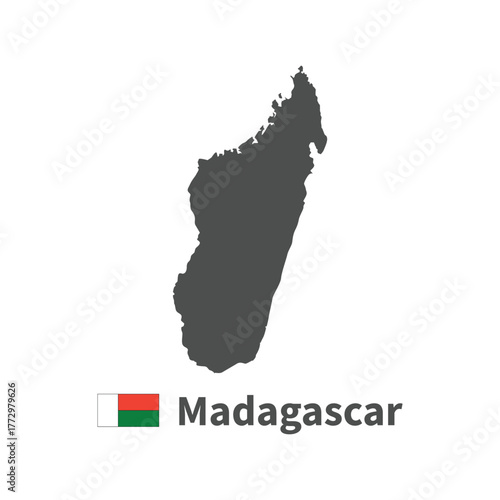 Madagascar map flag illustration on white background