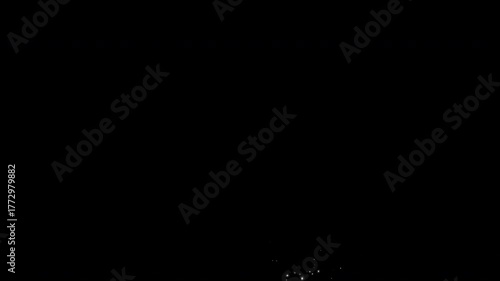 Luxury Christmas falling spiral white glitter sparkles magical stars trail path in a shape of Christmas Tree on black.