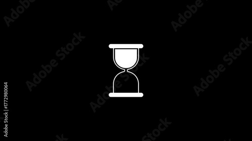 Looping hourglass icon animation on transparent background. Sandglass, sand clock, sand timer. Suitable for UI design, countdown animation, and productivity icon.