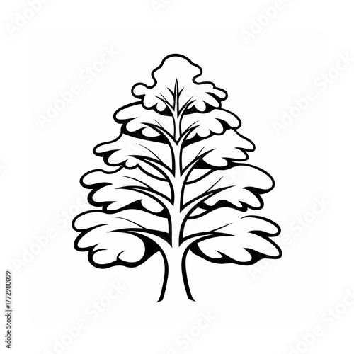 Stylized tree illustration in black and white perfect for graphics